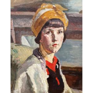 Bertrand Py (1895-1973) Portrait De Femme Au Turban Jaune (circa 1940)