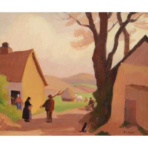 Jules Emile Zingg (1882-1942) Leaving The Village, Near Abbeville, Somme 