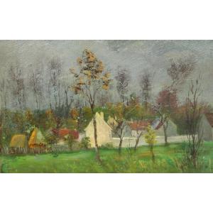 Léo Gausson (1860-1944) Village,  (très Probablement Gouvernes Près De Lagny Sur Marne)