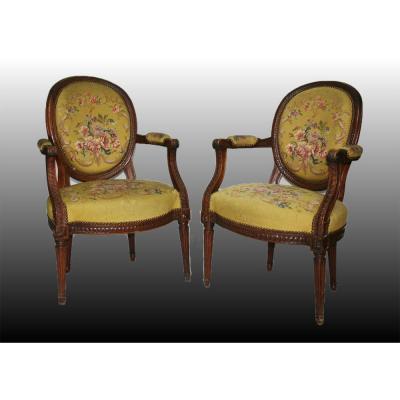 Paire de fauteuils d’époque Louis XVI