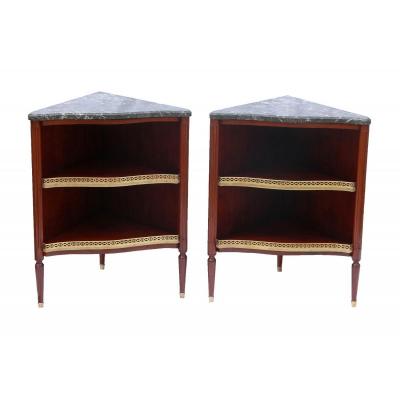 Pair Of Louis XVI Period Corners Stamped Canabas