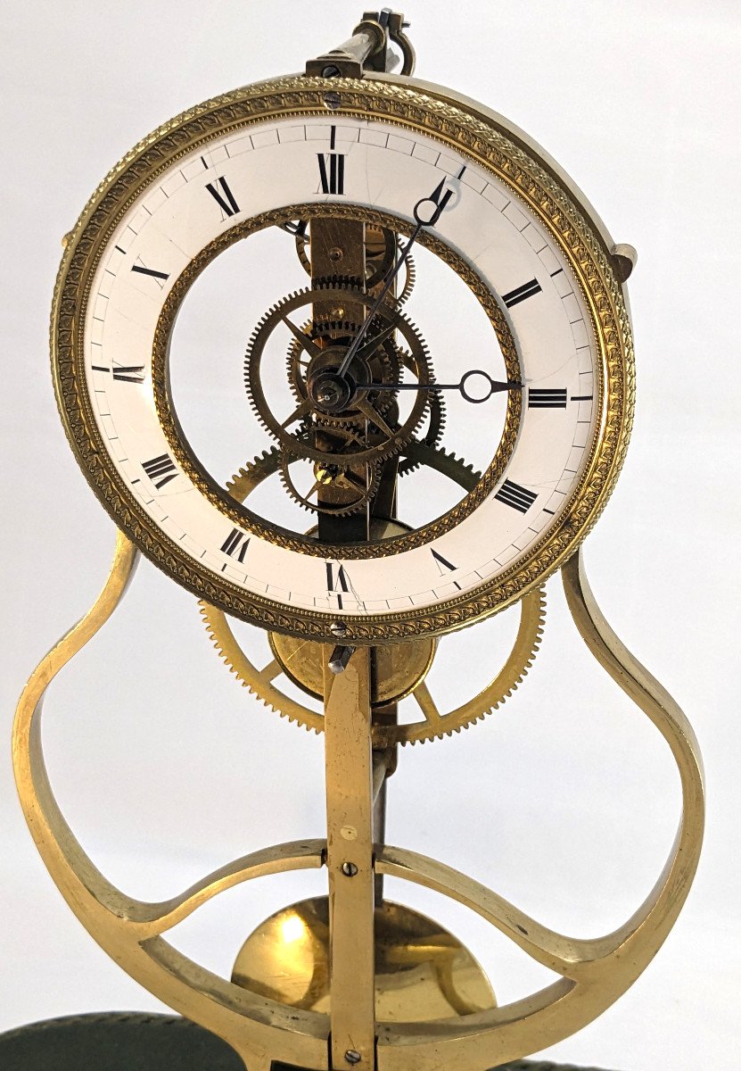 Beautiful 19th Century Skeleton Clock, "keyhole Frame" Model-photo-1