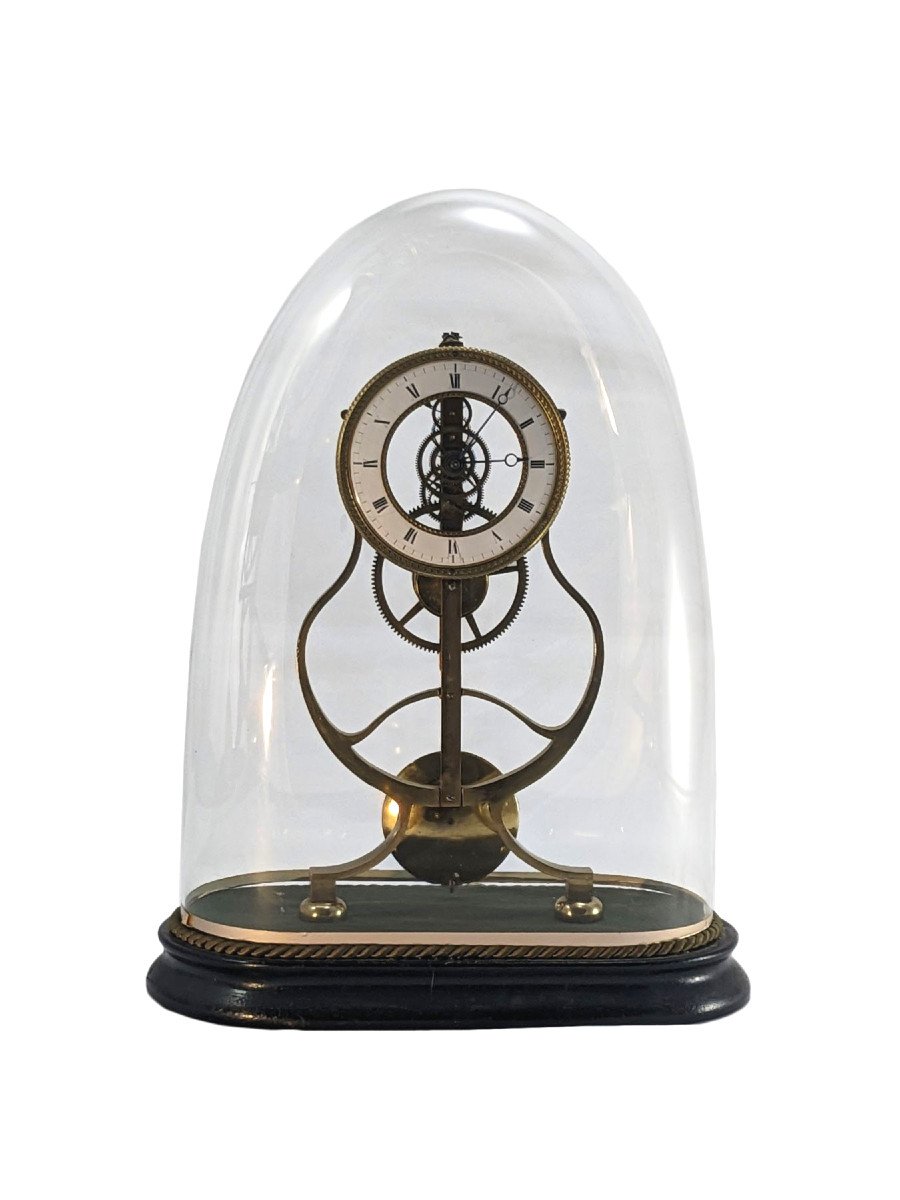 Beautiful 19th Century Skeleton Clock, "keyhole Frame" Model