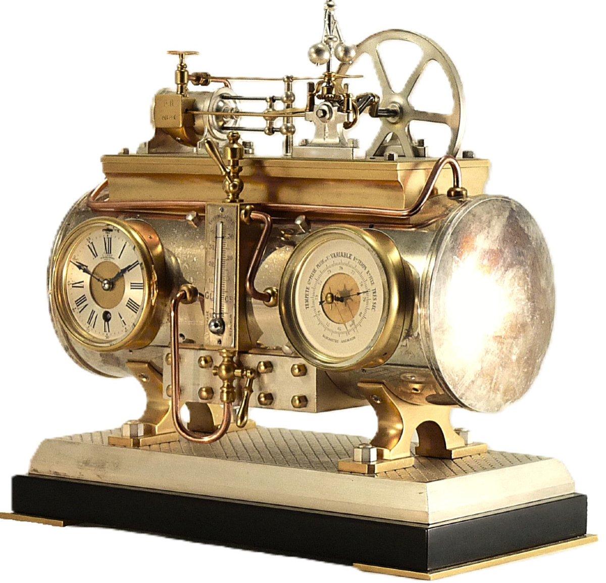 French Industrial Automaton Clock,  Horizontal Boiler