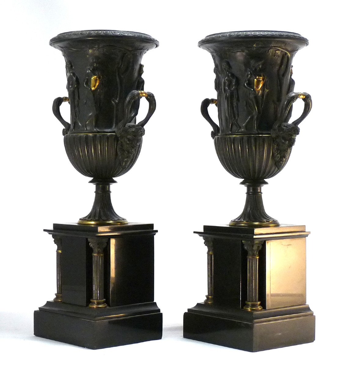 Paire de vases à l'antique en bronze XIXe-photo-4