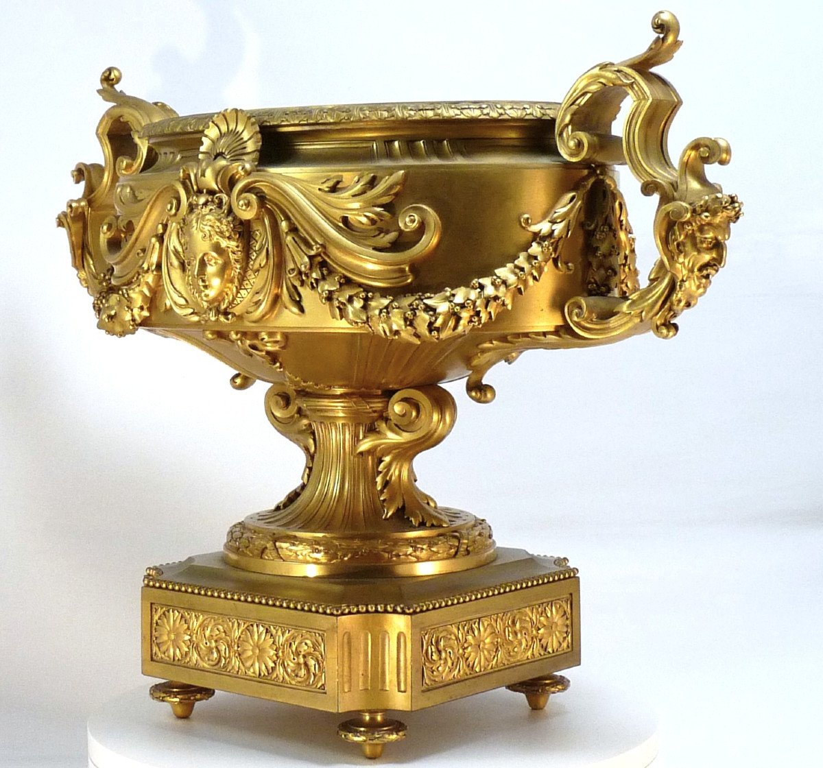 Jardiniere Or Centerpiece Signed Barbedienne, Gilded Bronze-photo-2