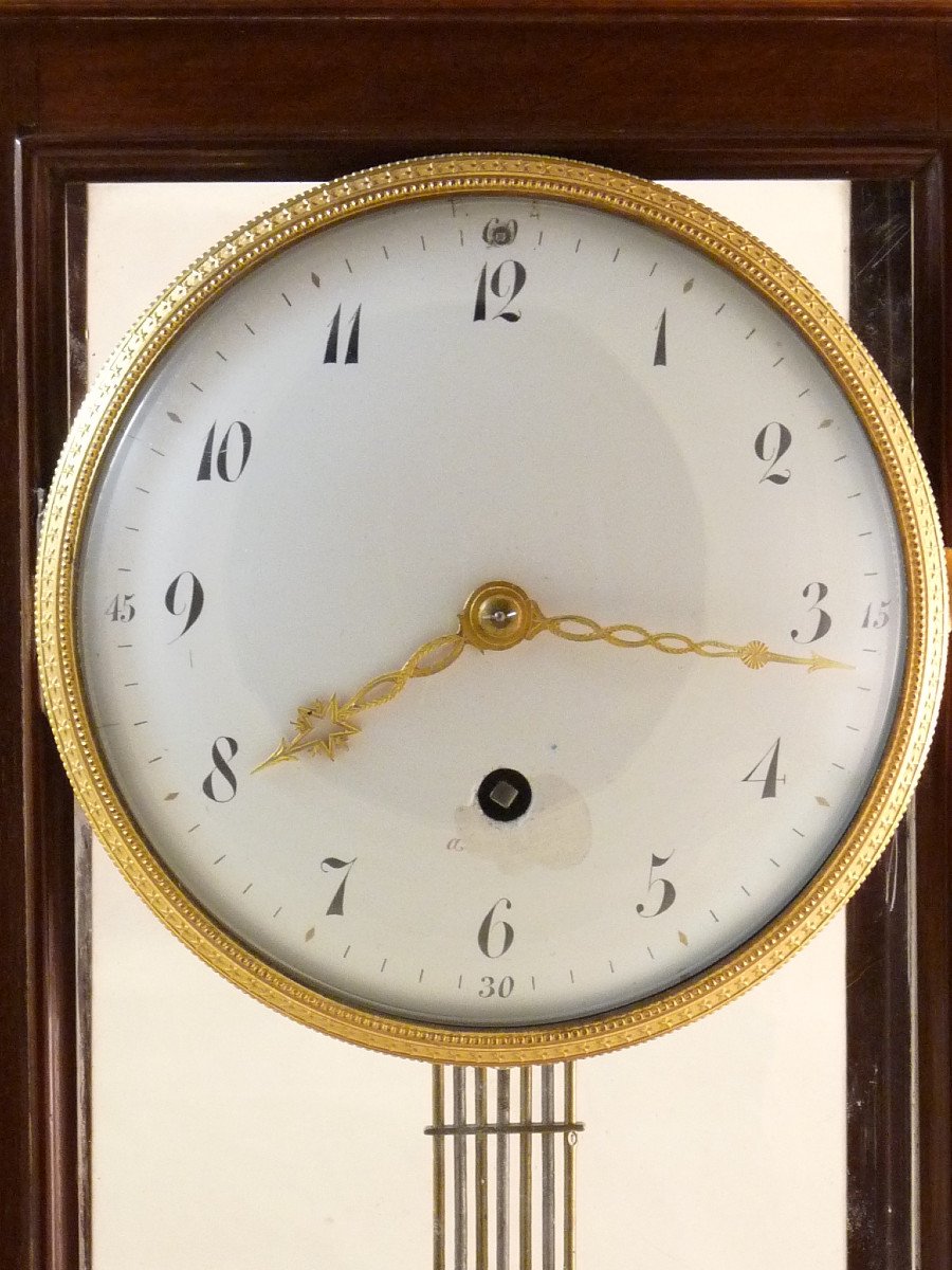 Late 18th Century Cage Clock In Mahogany And Walnut-photo-2