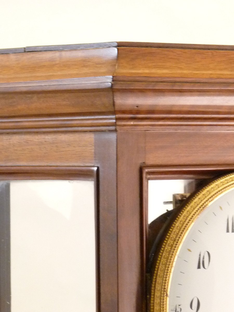 Late 18th Century Cage Clock In Mahogany And Walnut-photo-1