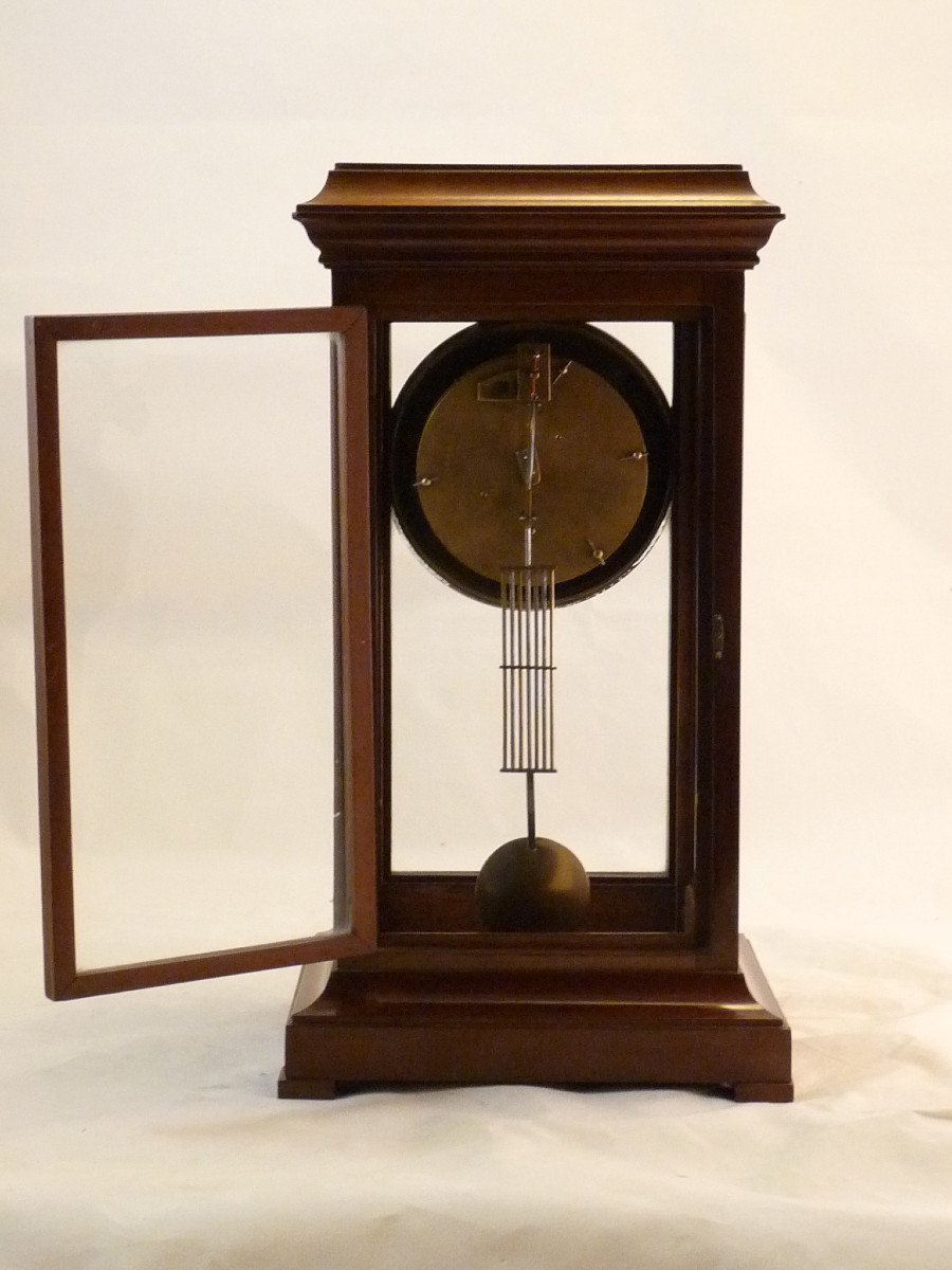 Late 18th Century Cage Clock In Mahogany And Walnut-photo-3