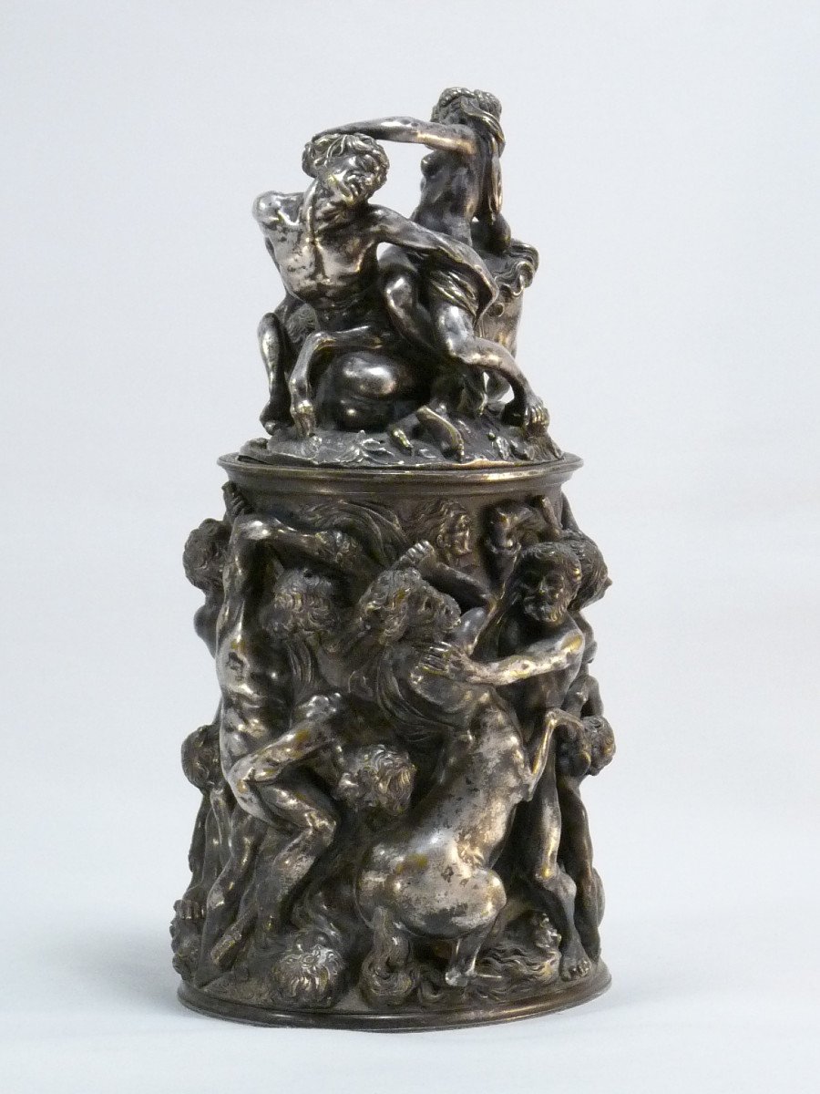 Covered Silver-plated Bronze Urn: The Abduction Of Hippodamia-photo-2