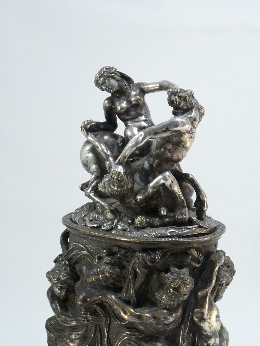 Covered Silver-plated Bronze Urn: The Abduction Of Hippodamia-photo-6