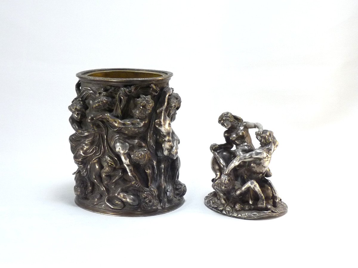 Covered Silver-plated Bronze Urn: The Abduction Of Hippodamia-photo-8