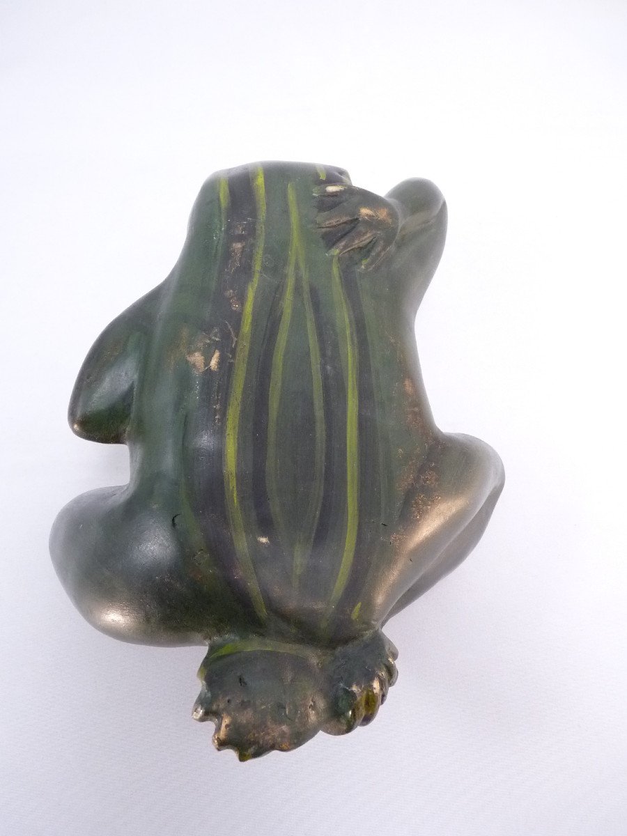 Grande grenouille en bronze polychrome-photo-2