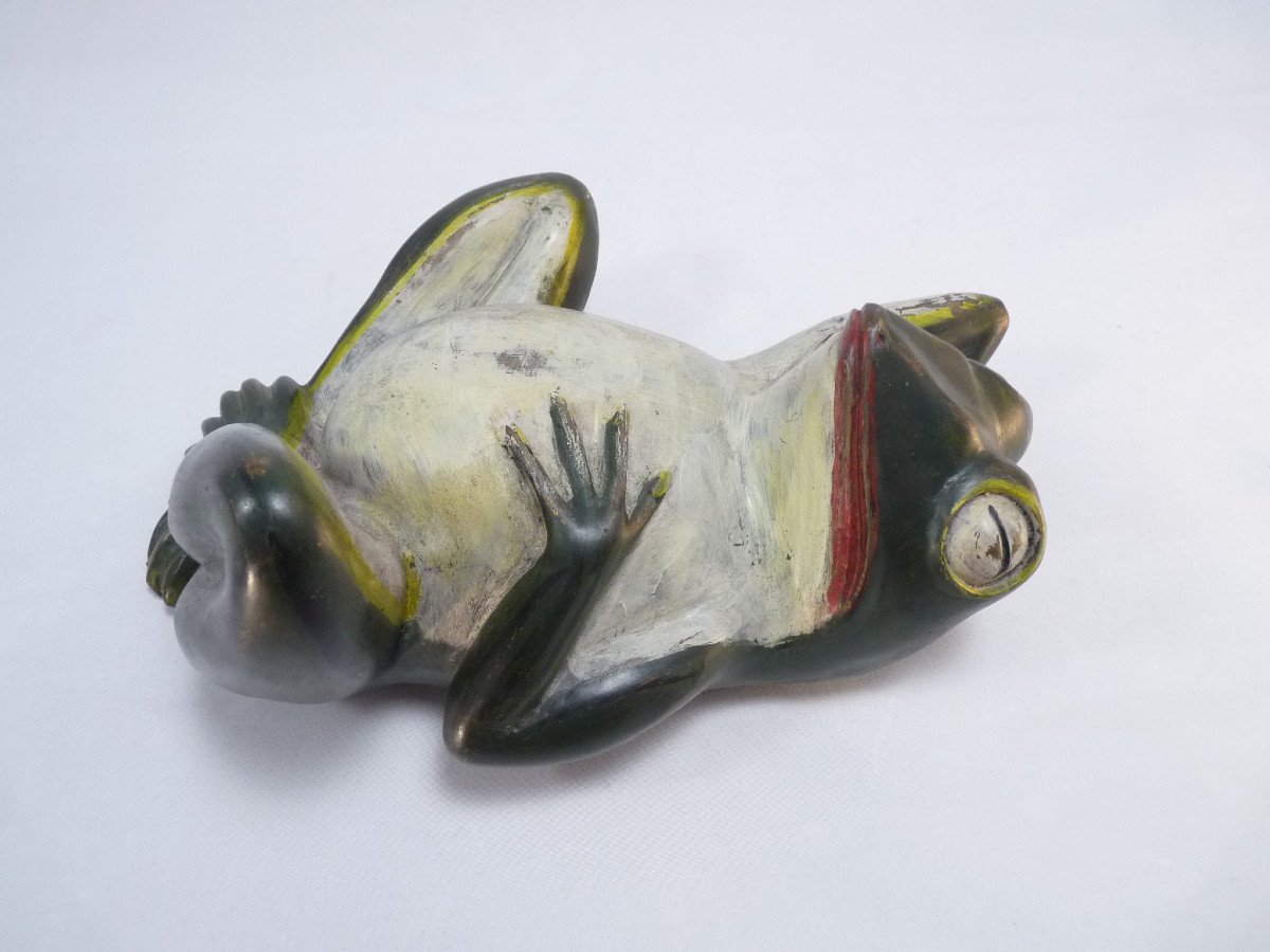 Grande grenouille en bronze polychrome-photo-2