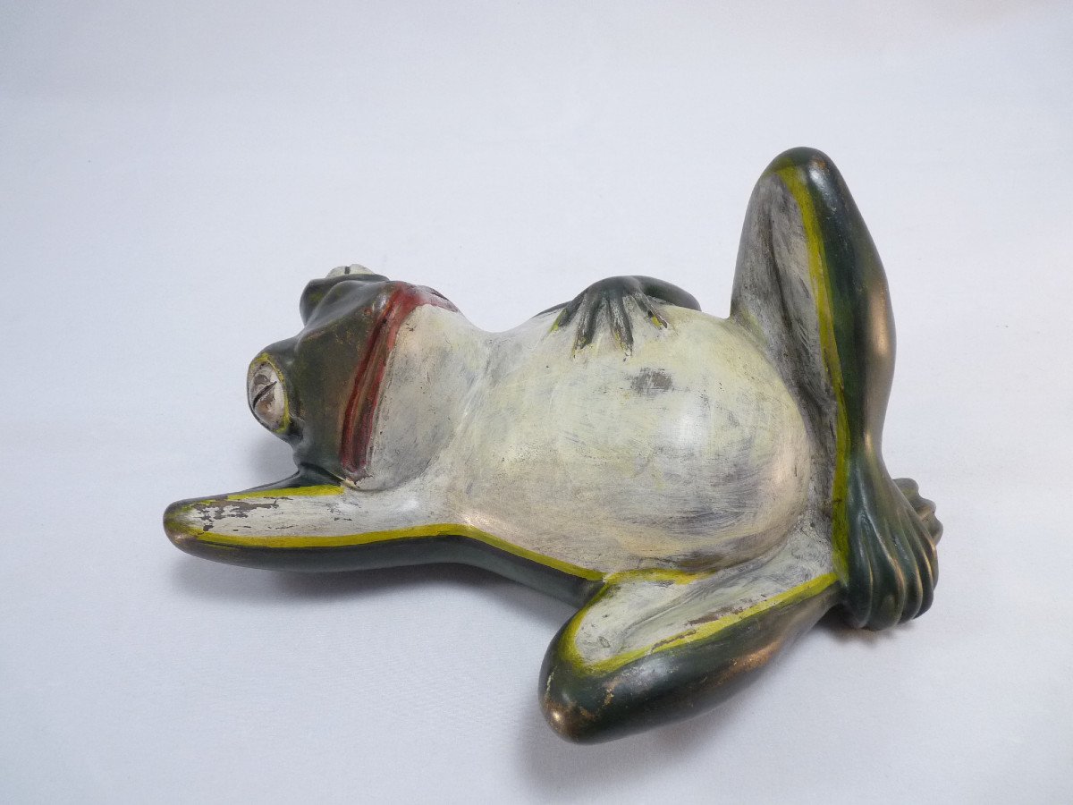 Grande grenouille en bronze polychrome-photo-3