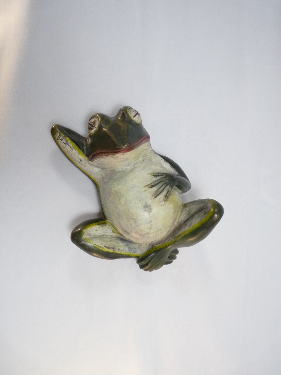 Grande grenouille en bronze polychrome-photo-4