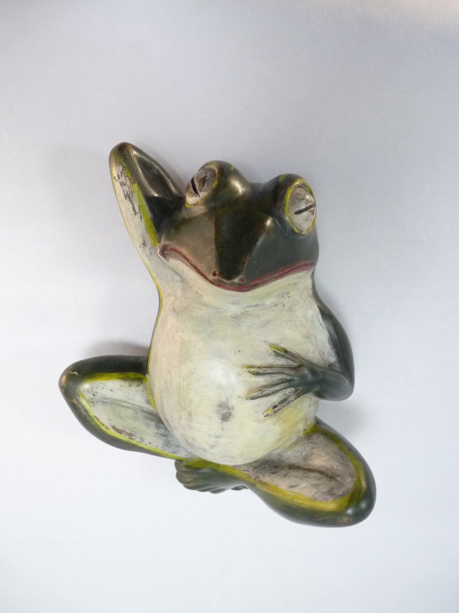 Grande grenouille en bronze polychrome-photo-5