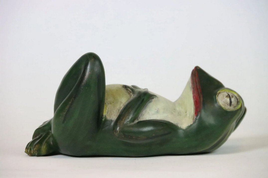 Grande grenouille en bronze polychrome-photo-8