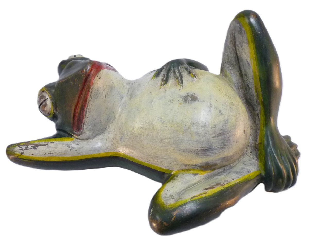 Grande grenouille en bronze polychrome