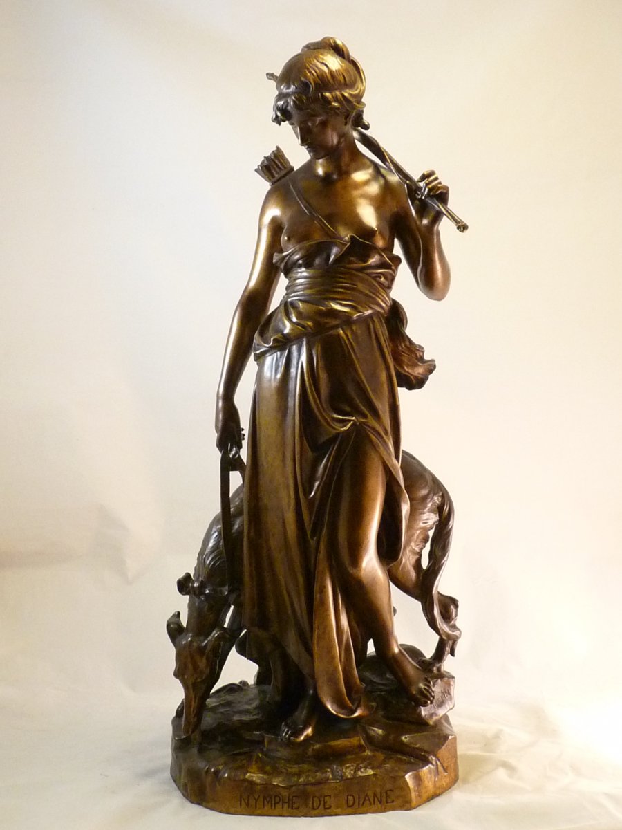 "Nymphe de Diane" par Eugène Aizelin fonte Barbedienne-photo-2