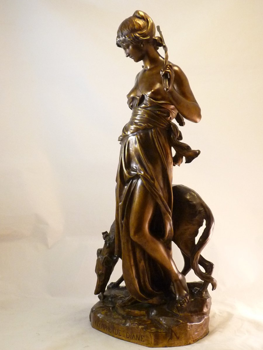 "Nymphe de Diane" par Eugène Aizelin fonte Barbedienne-photo-4