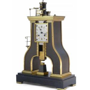 French Industrial Clock : Automaton Steam Hammer By Guilmet