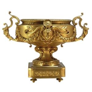 Jardiniere Or Centerpiece Signed Barbedienne, Gilded Bronze