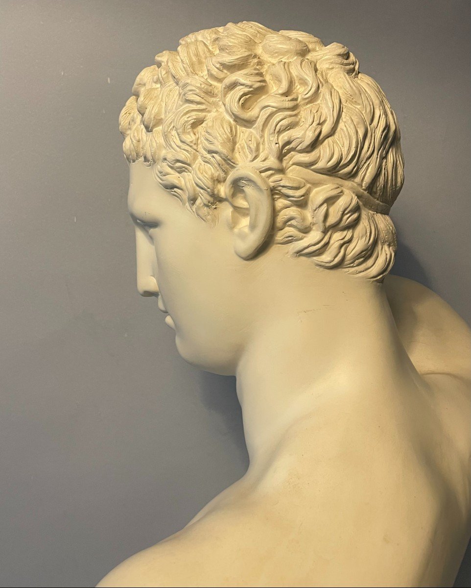 Bust "hermes Of Praxiteles" In Plaster (mercury Or Hermes) - H 54-photo-2