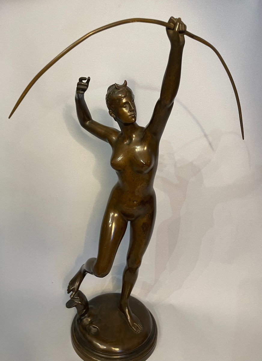 Bronze Sculpture "diane The Huntress" Alexandre Falguiere-photo-1