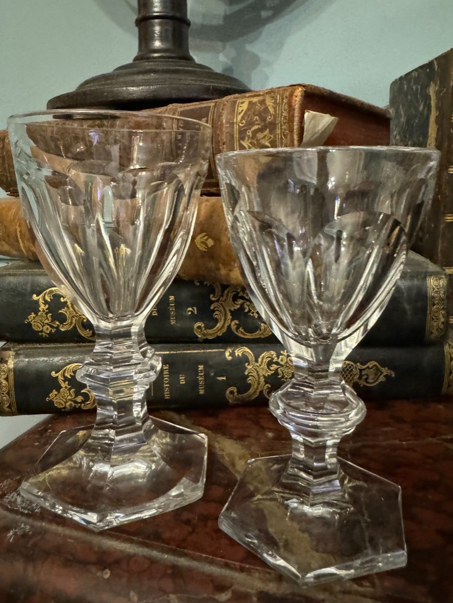 8 Baccarat Wine Or Porto Glasses Model Harcourt 1841-photo-2