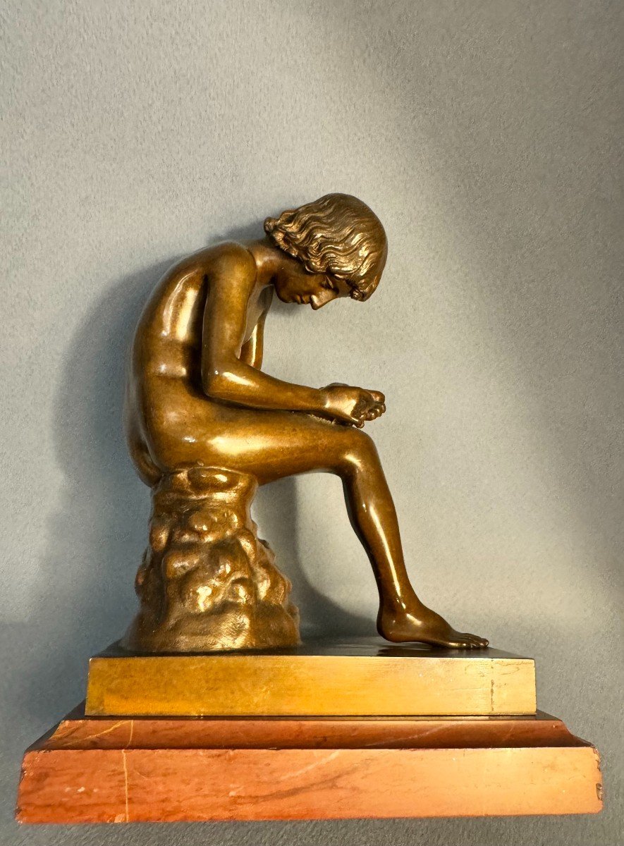 Sculpture bronze "Le tireur d’épine ou Spinario" Thiebault XIXème siècle-photo-2