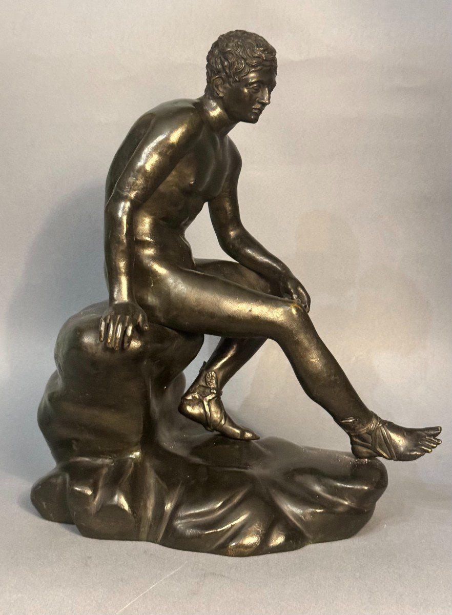 Bronze Sculpture ''hermes Seated'' Or ''mercury At Rest'' (grand Tour)-photo-2