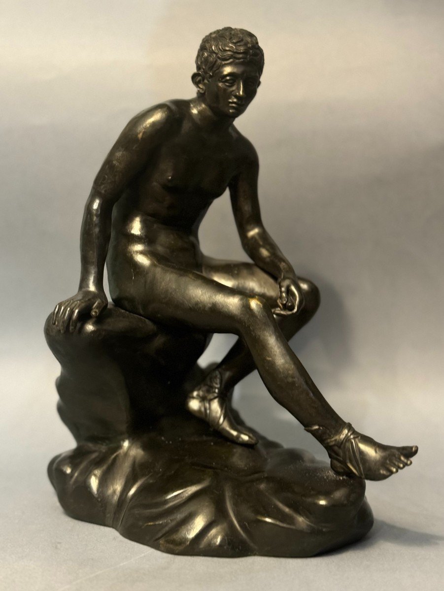 Bronze Sculpture ''hermes Seated'' Or ''mercury At Rest'' (grand Tour)-photo-3