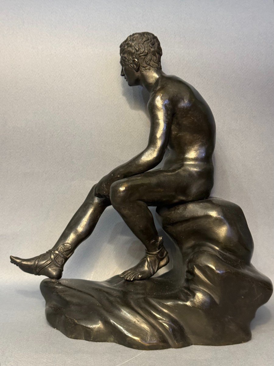 Bronze Sculpture ''hermes Seated'' Or ''mercury At Rest'' (grand Tour)-photo-2