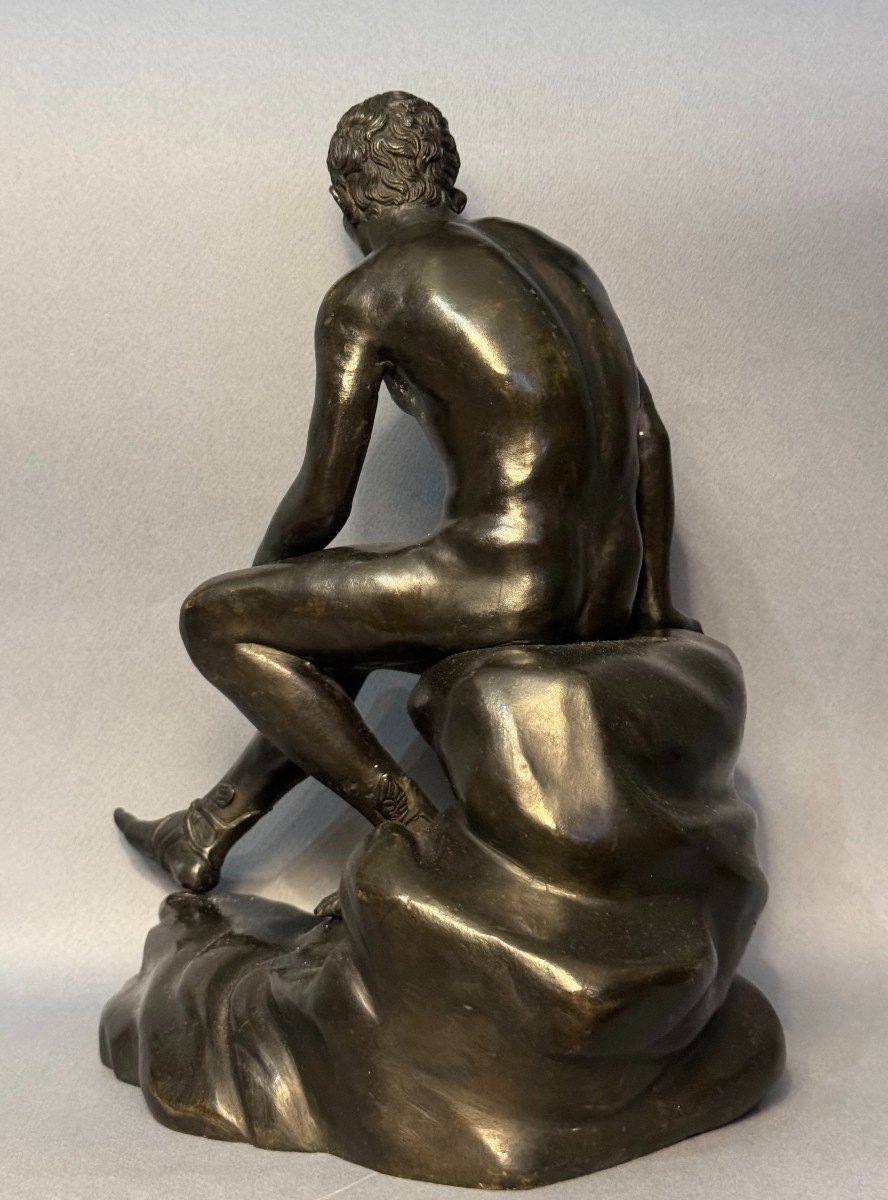 Bronze Sculpture ''hermes Seated'' Or ''mercury At Rest'' (grand Tour)-photo-3