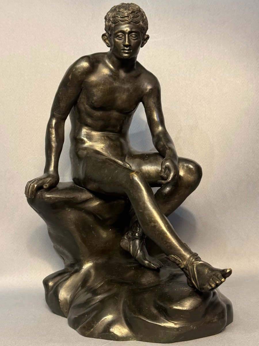 Bronze Sculpture ''hermes Seated'' Or ''mercury At Rest'' (grand Tour)