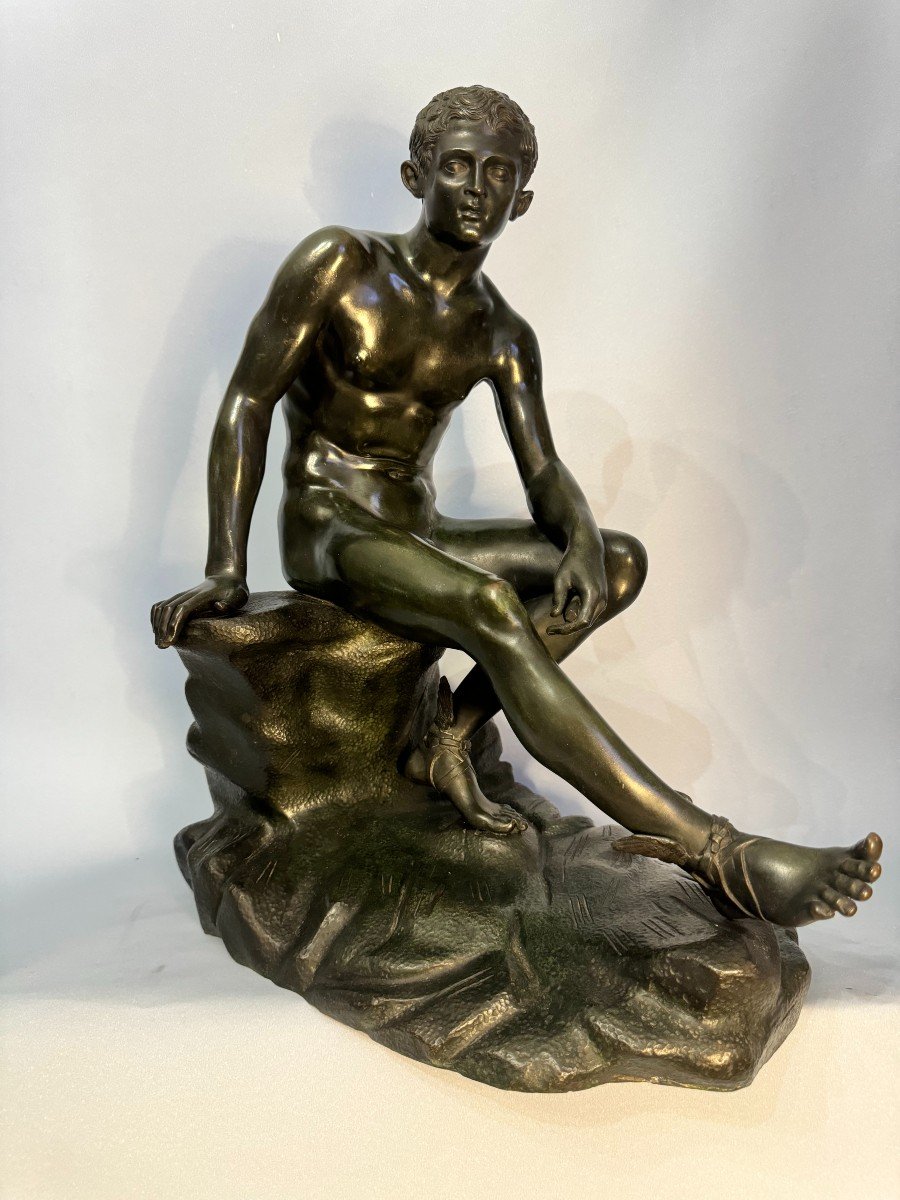 Bronze Sculpture ''hermes Seated'' Or ''mercury At Rest'' (grand Tour)-photo-2