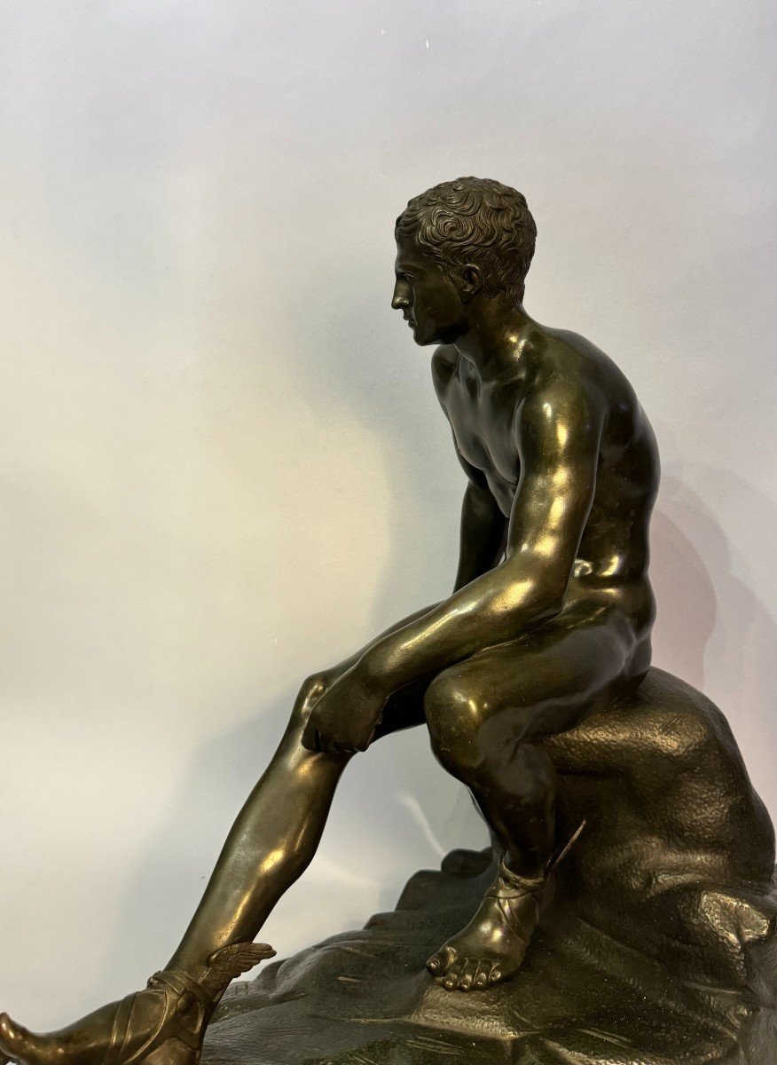 Bronze Sculpture ''hermes Seated'' Or ''mercury At Rest'' (grand Tour)-photo-3