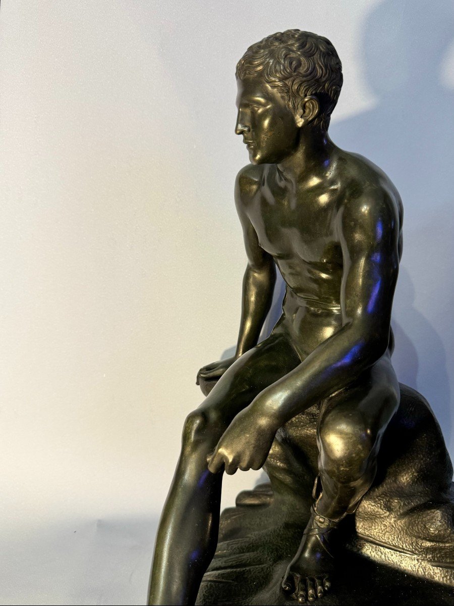 Bronze Sculpture ''hermes Seated'' Or ''mercury At Rest'' (grand Tour)-photo-4