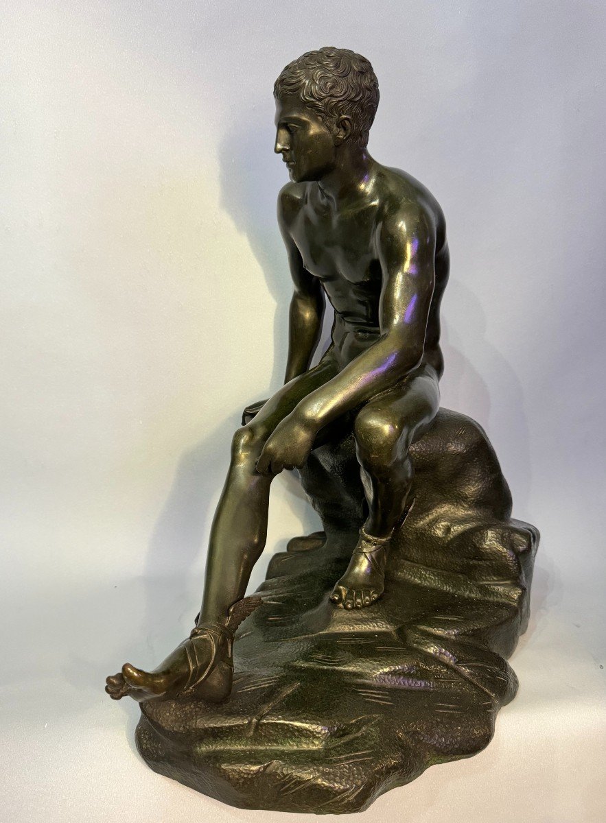 Bronze Sculpture ''hermes Seated'' Or ''mercury At Rest'' (grand Tour)-photo-5