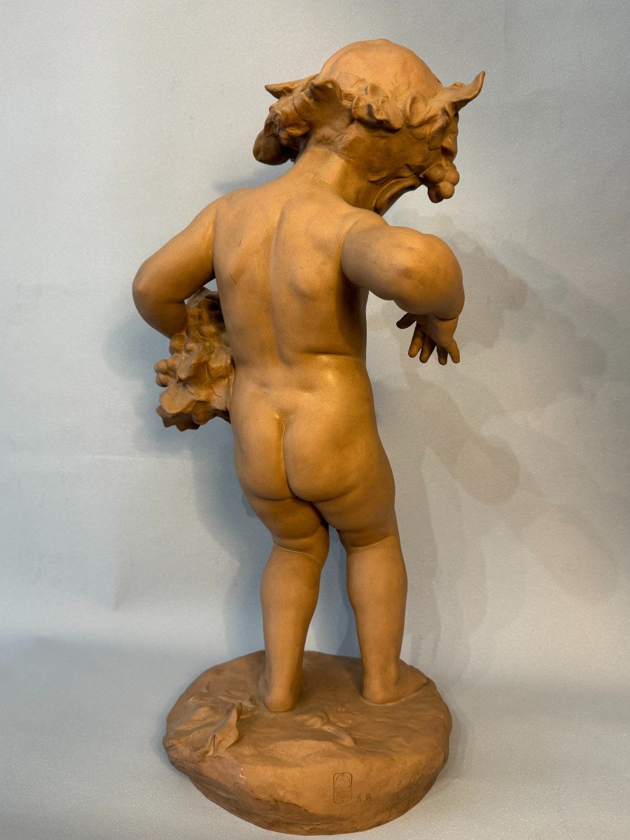 Terracotta Sculpture From Sevres "bacchus Child" Signed Malric -photo-4