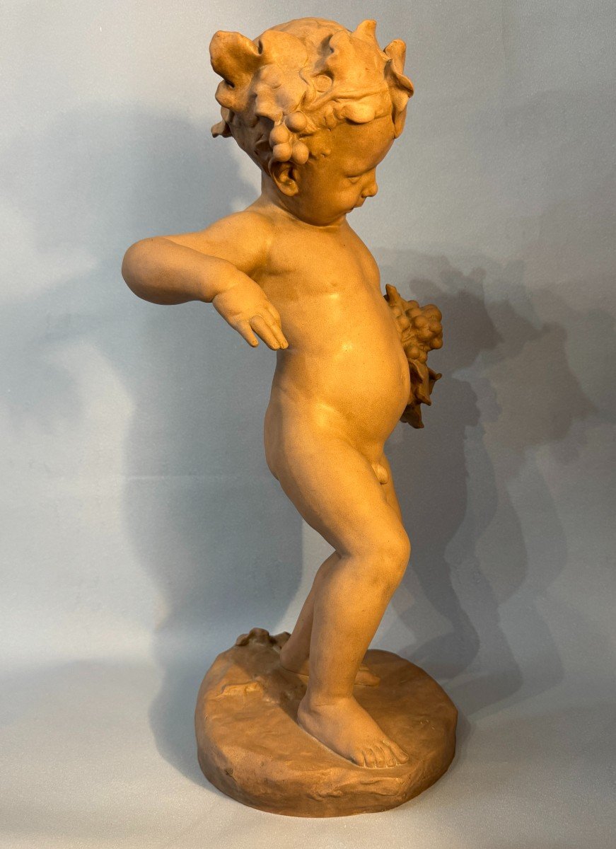 Terracotta Sculpture From Sevres "bacchus Child" Signed Malric -photo-5