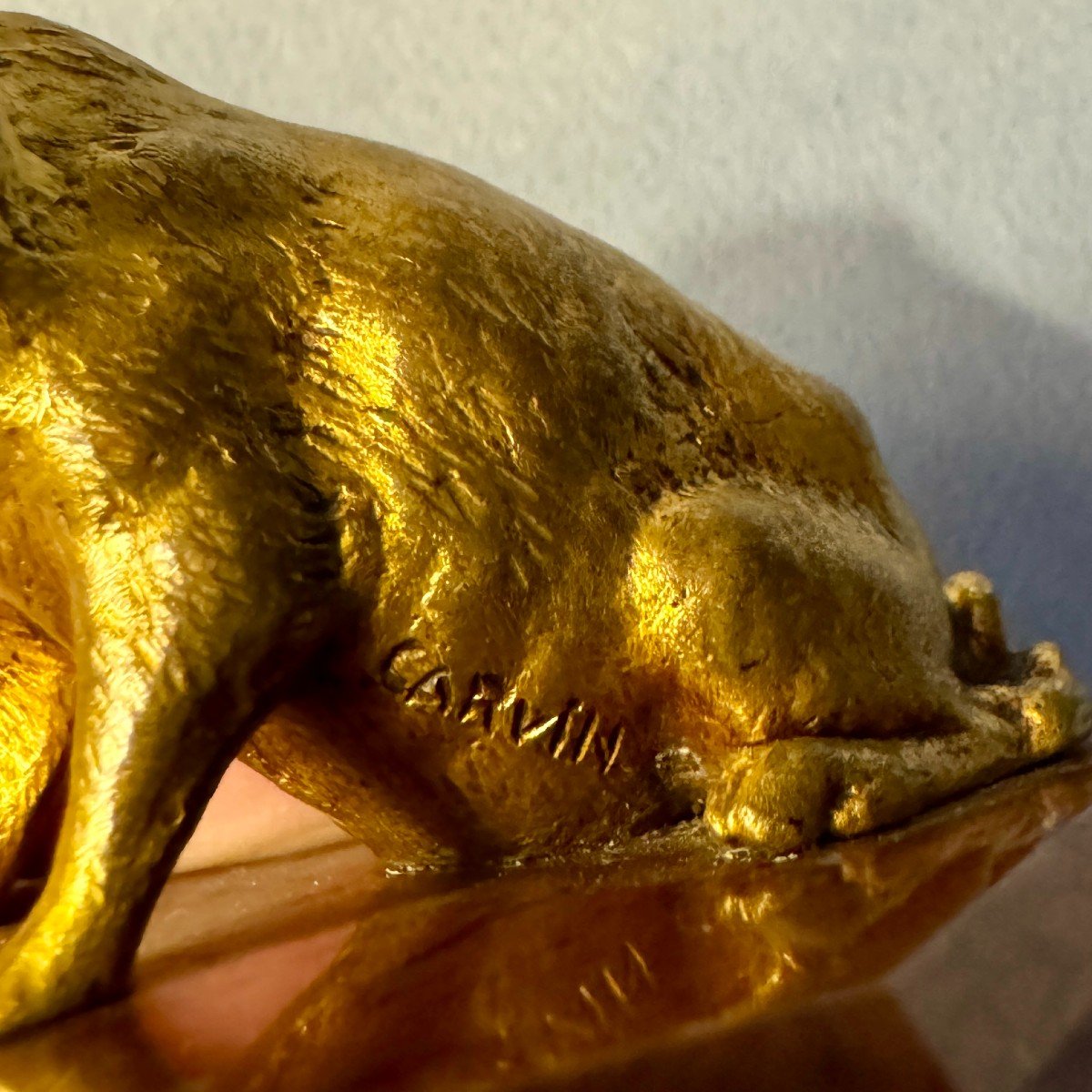 Bronze Sculpture 'sitting Pig', Signed L. Carvin, Susse Frères-photo-4