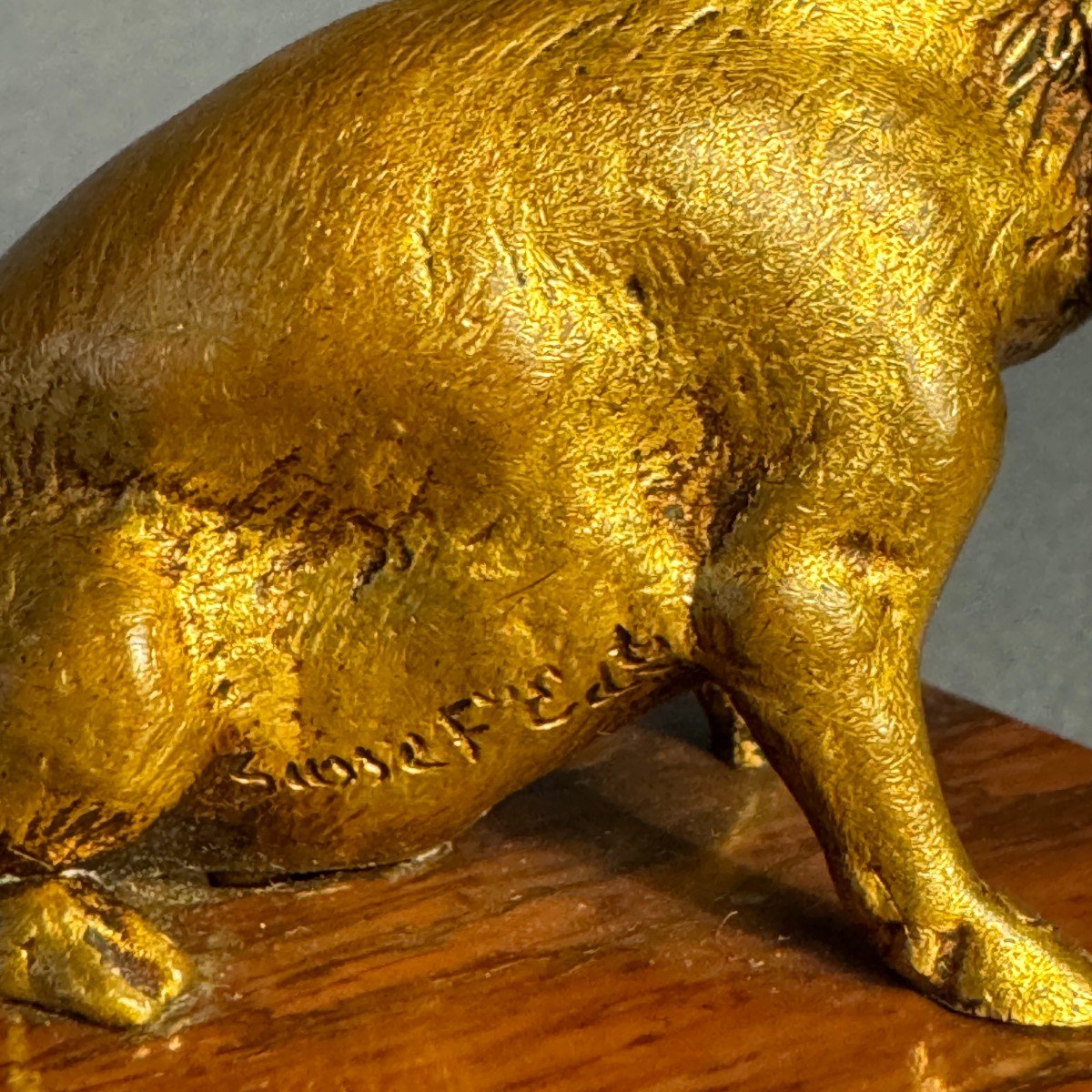 Bronze Sculpture 'sitting Pig', Signed L. Carvin, Susse Frères-photo-1