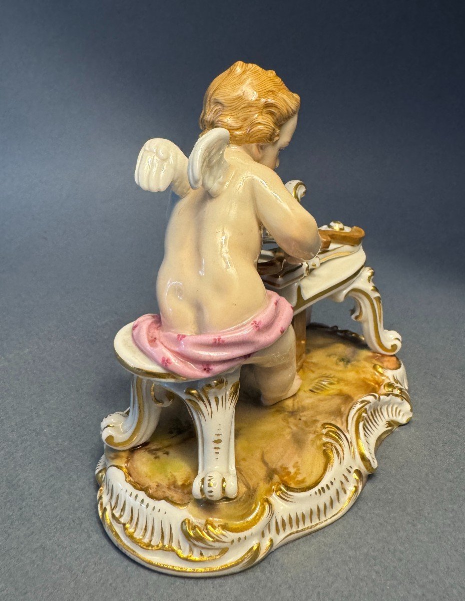 Meissen ‘l’Amour sculptant son arc’ Cupidon porcelaine N° C 61-photo-4