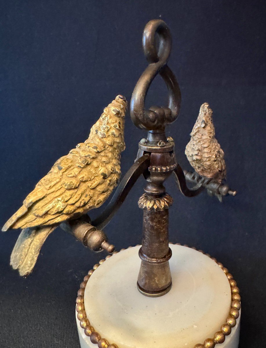 Articulated Vienna Bronze Sculpture "parrot Swing" (cockatoo)-photo-2