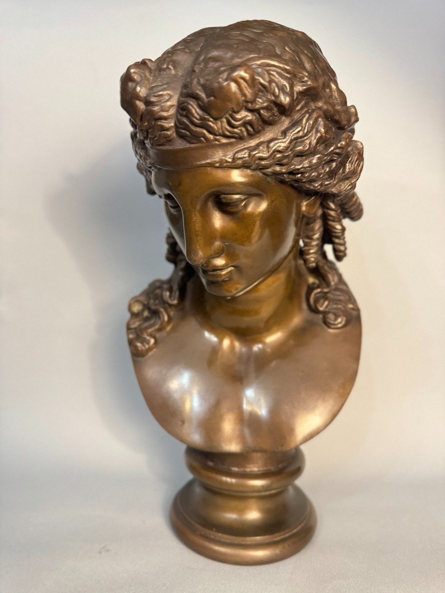 Buste d’Ariane en bronze F. Barbedienne (Bacchus, Antinoüs)-photo-2