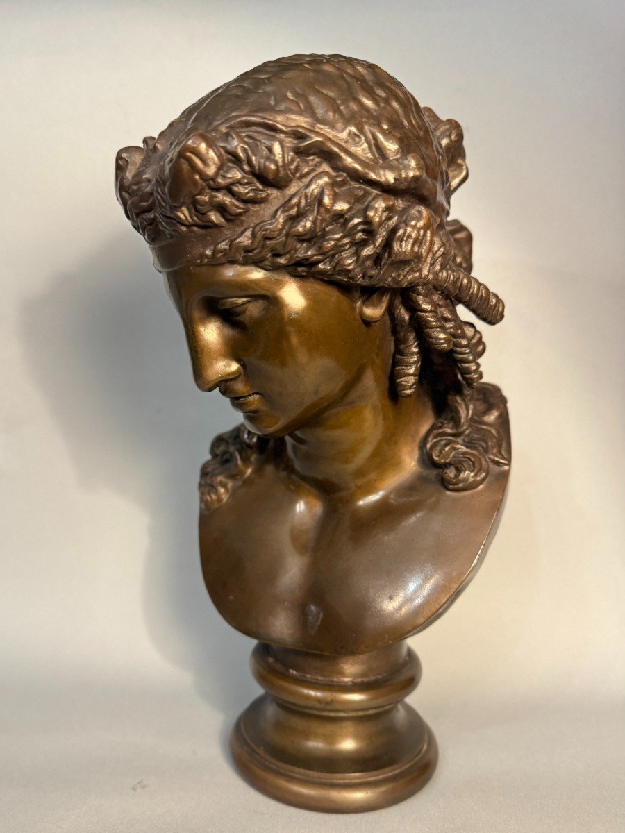 Buste d’Ariane en bronze F. Barbedienne (Bacchus, Antinoüs)-photo-3