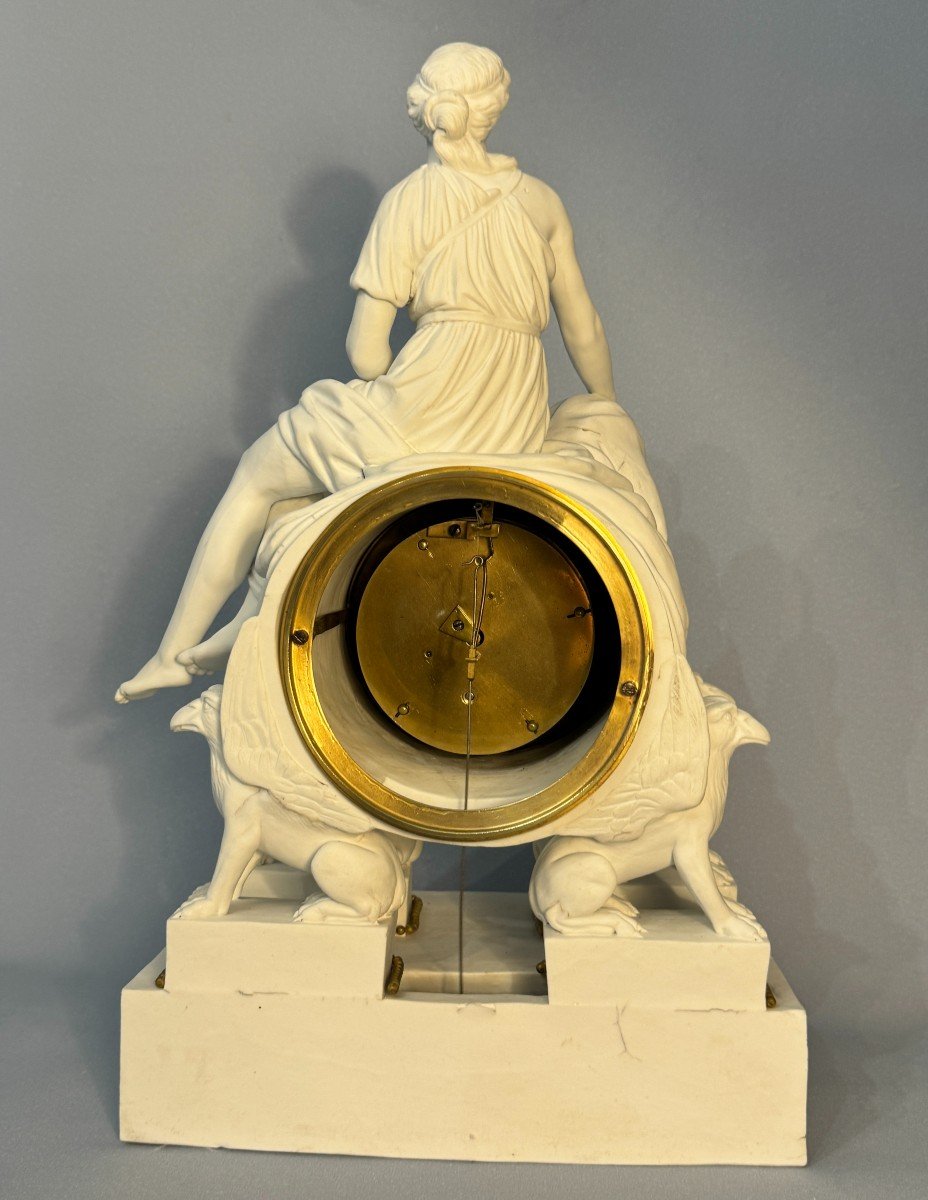 Louis XVI Allegorical Clock In Biscuit "uranie" 18th Century Period -photo-3