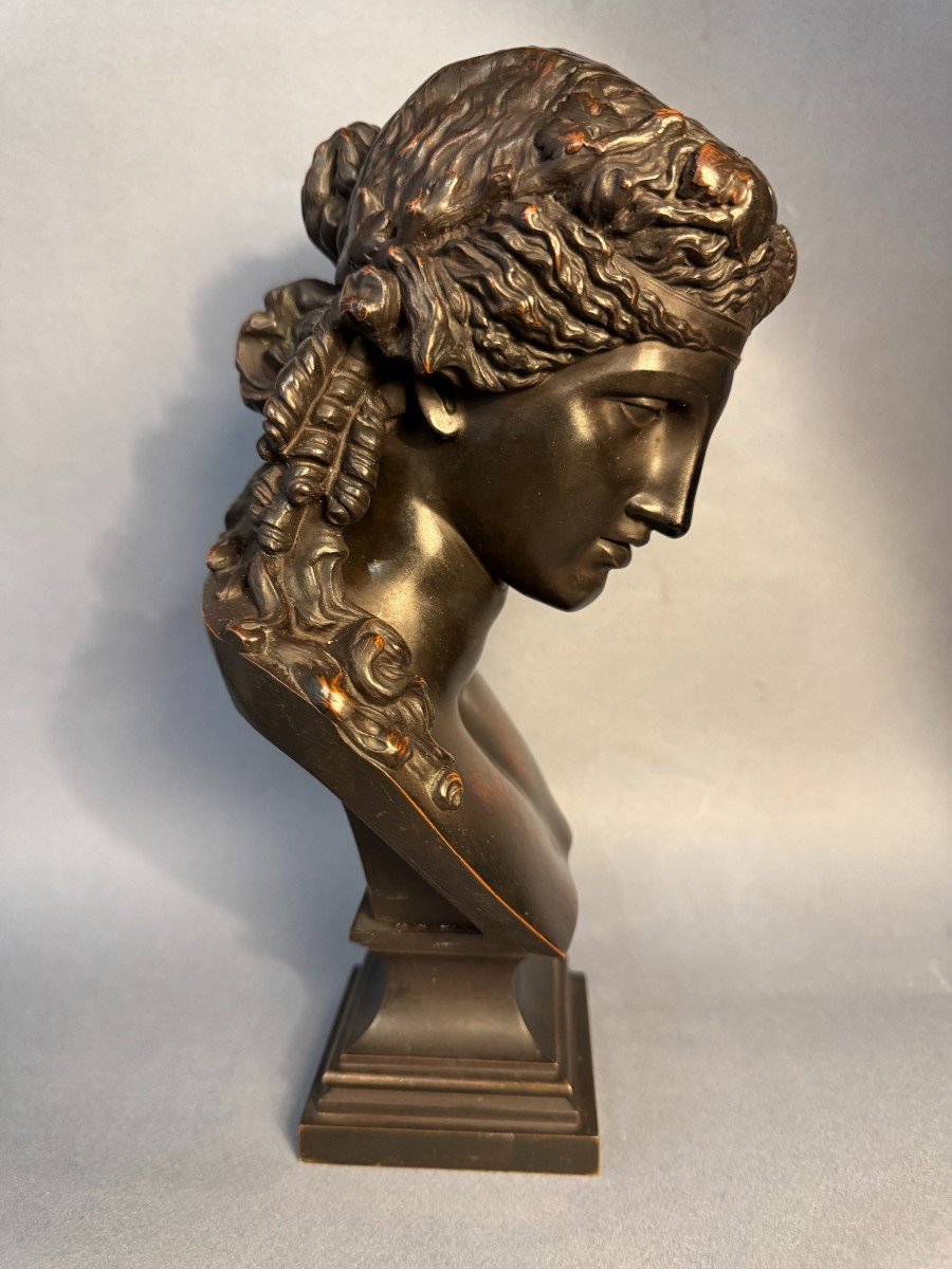 Bronze Bust Of Ariadne By L. Oudry Publisher (bacchus, Antinous)-photo-2